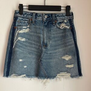 Abercrombie & Fitch women teen Zoe natural rose vintage a-line Blue Mini Skirt 0
